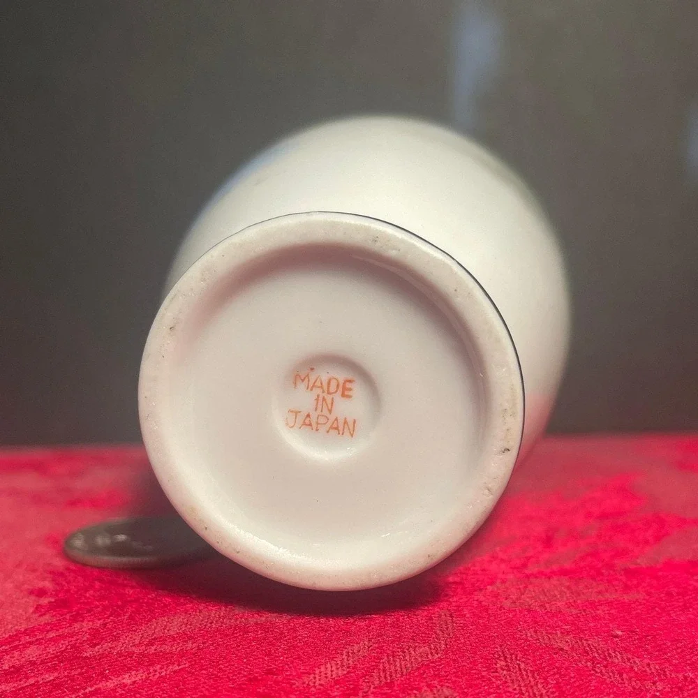 Vintage Japanese Hand Painted Porcelain Vase Pagoda and Bridge and Mountains